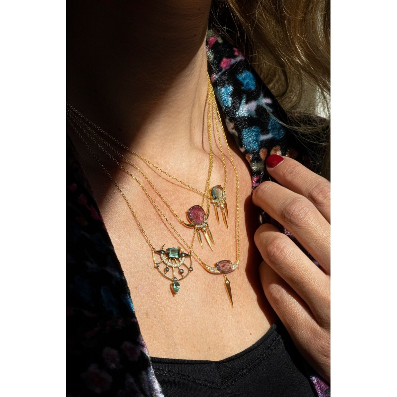 Bull's eye Tourmaline Necklace | Uranus Collection                                                               